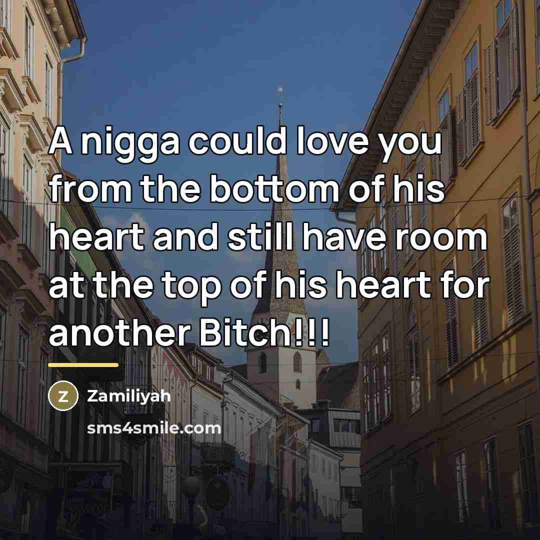 “A nigga could love you from the bottom of his…” quote by Zamiliyah