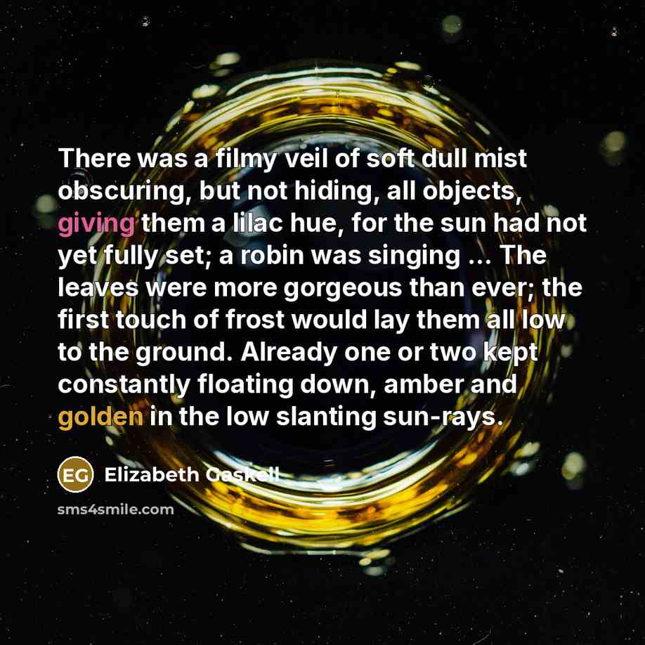 “There was a filmy veil of soft dull mist obscuring,…” quote by Elizabeth Gaskell