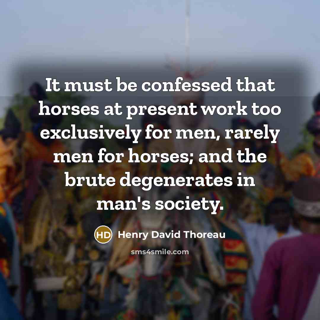 “It must be confessed that horses at present work too…” quote by Henry David Thoreau