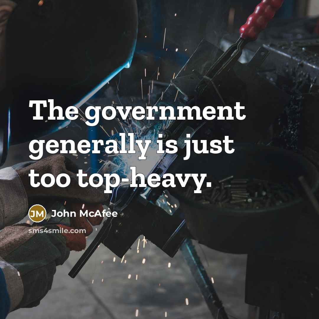 “The government generally is just too top-heavy.…” quote by John McAfee