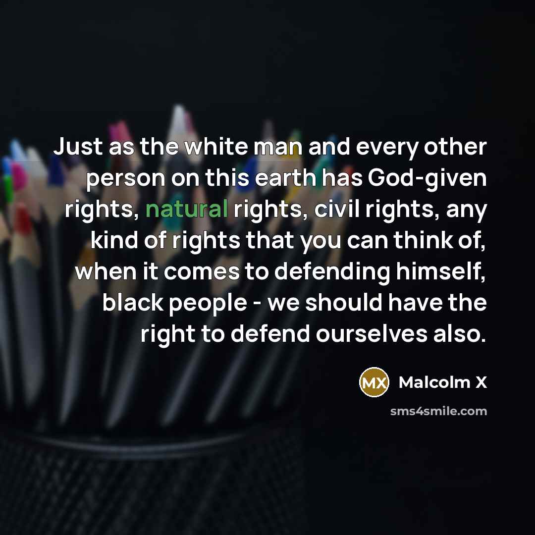 “Just as the white man and every other person on…” quote by Malcolm X