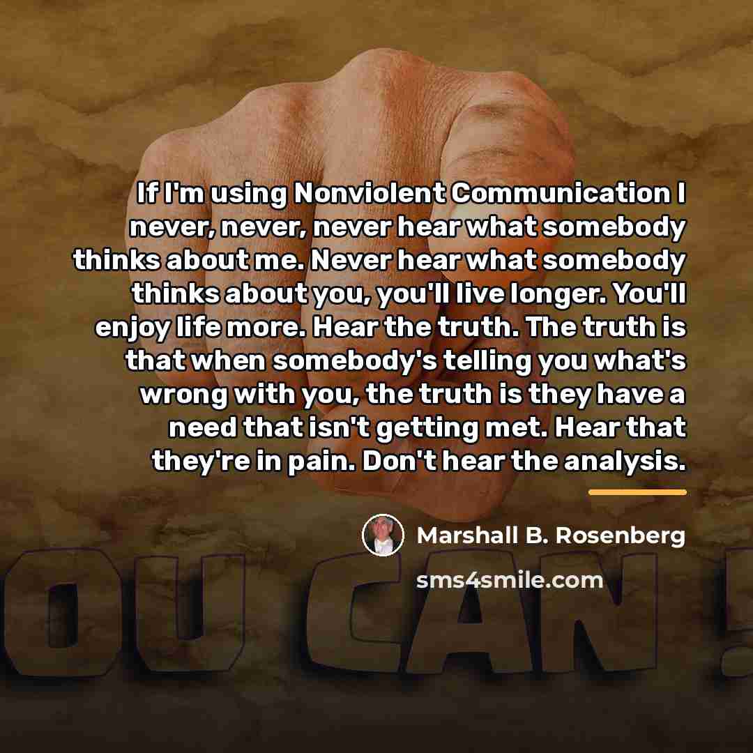 “If I'm using Nonviolent Communication I never, never, never hear…” quote by Marshall B. Rosenberg
