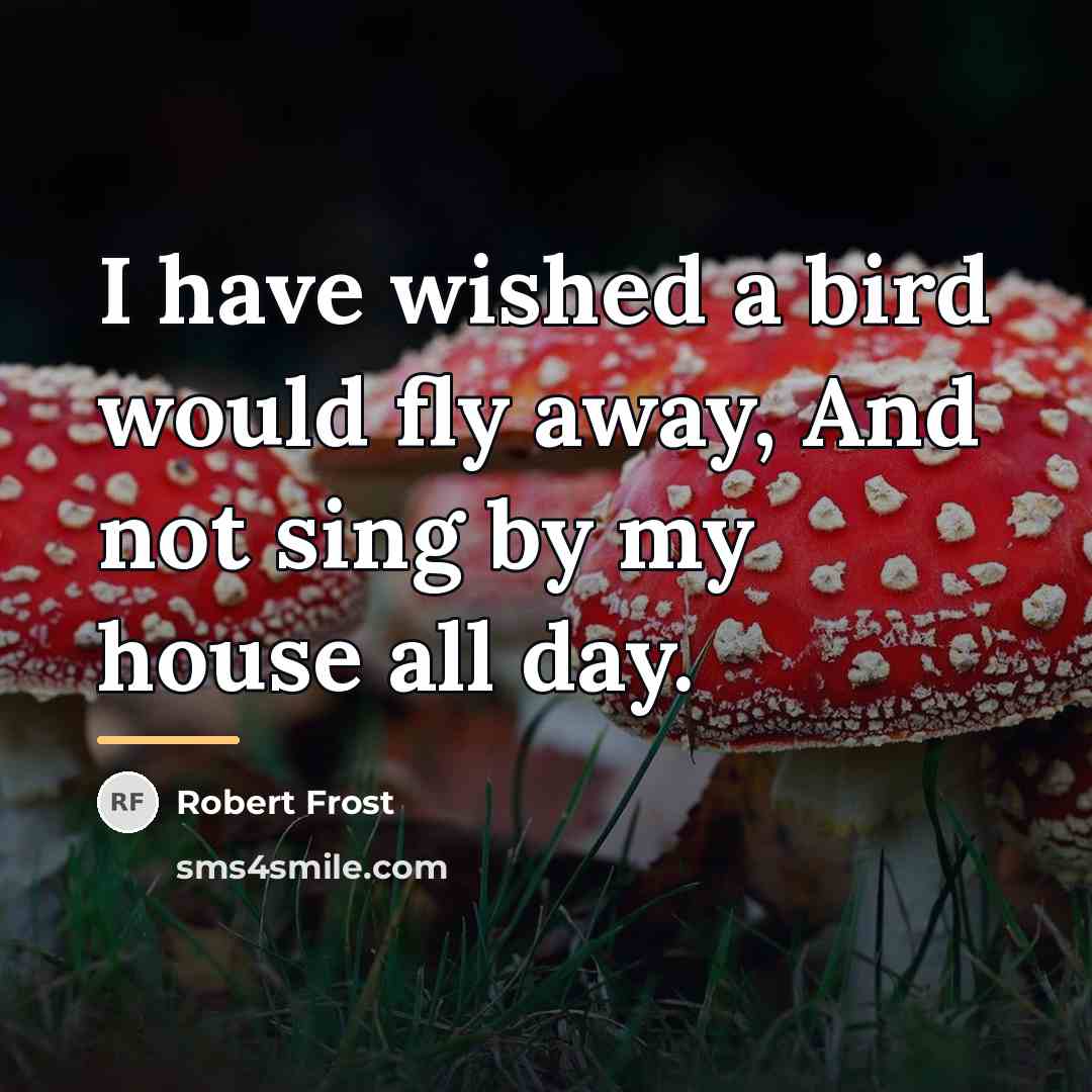 “I have wished a bird would fly away, And not…” quote by Robert Frost