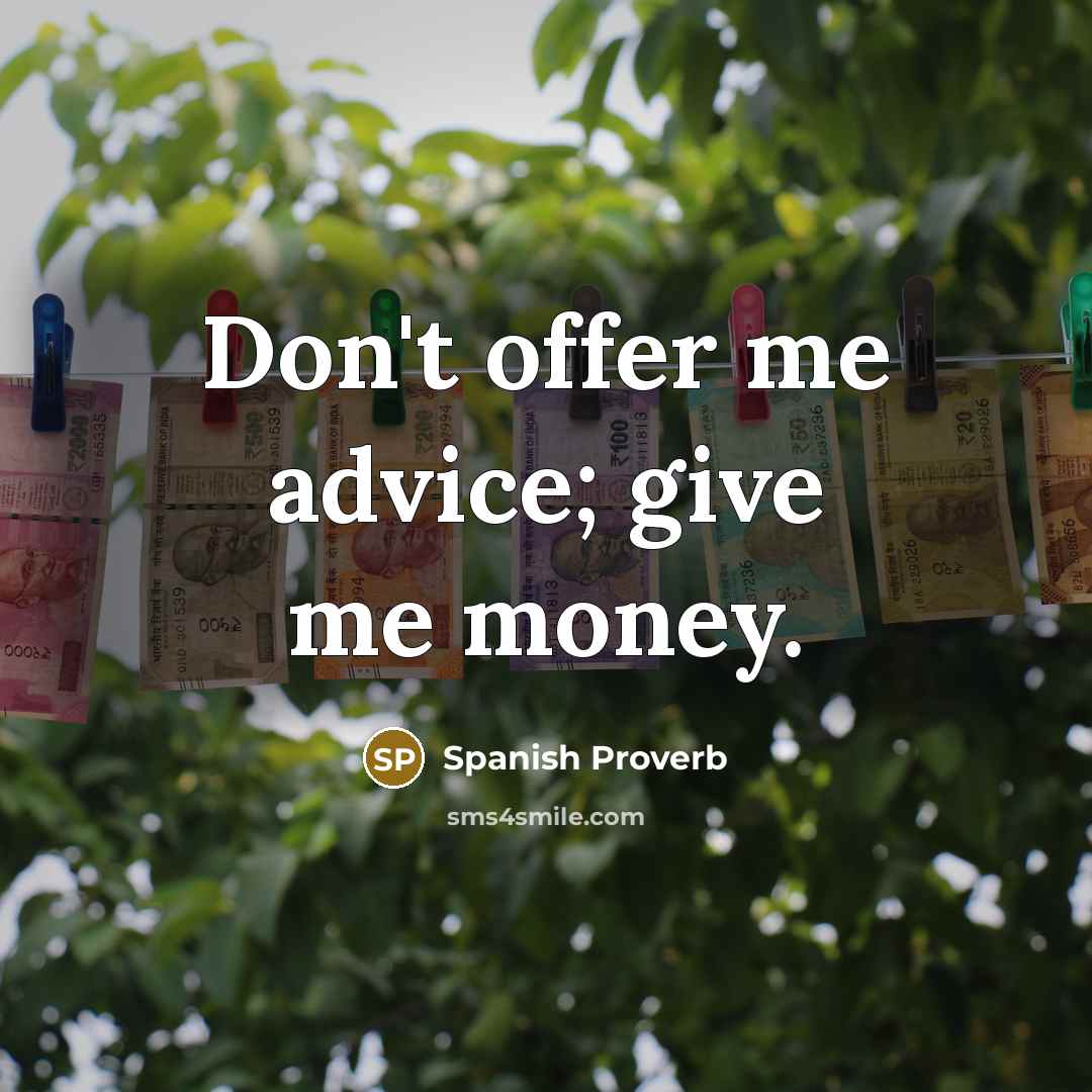 “Don't offer me advice; give me money.…” quote by Spanish Proverb