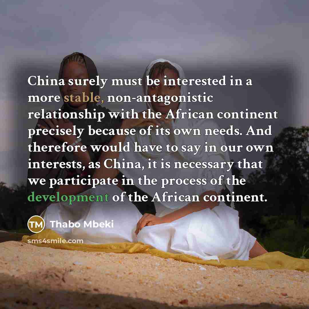 “China surely must be interested in a more stable, non-antagonistic…” quote by Thabo Mbeki