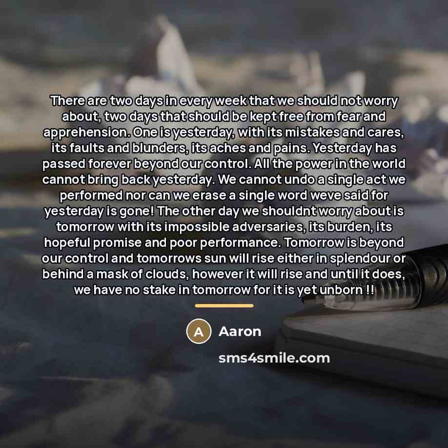 “There are two days in every week that we should…” quote by AaRon