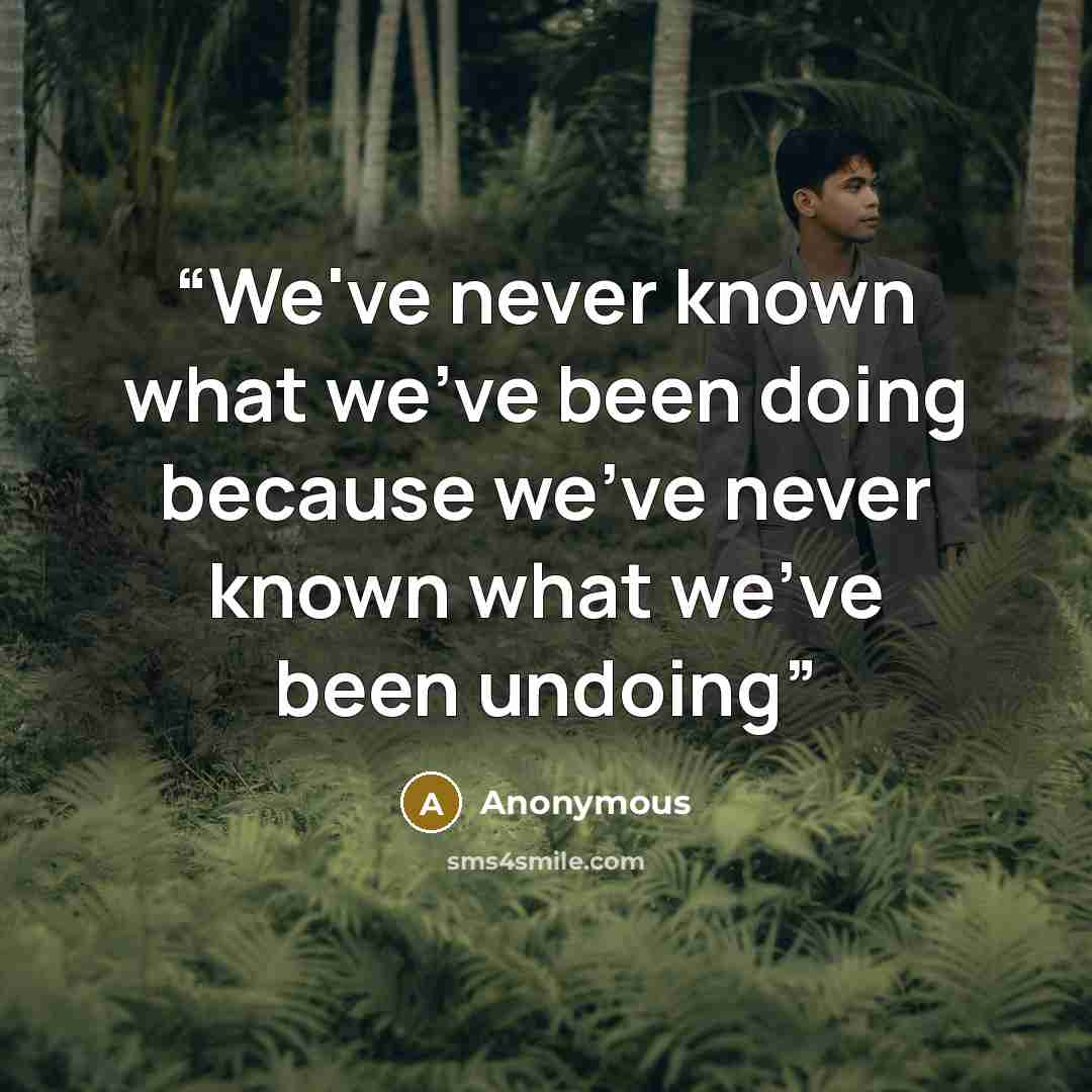 “We've never known what we've been doing because we've never known what we've been undoing” quote by Anonymous