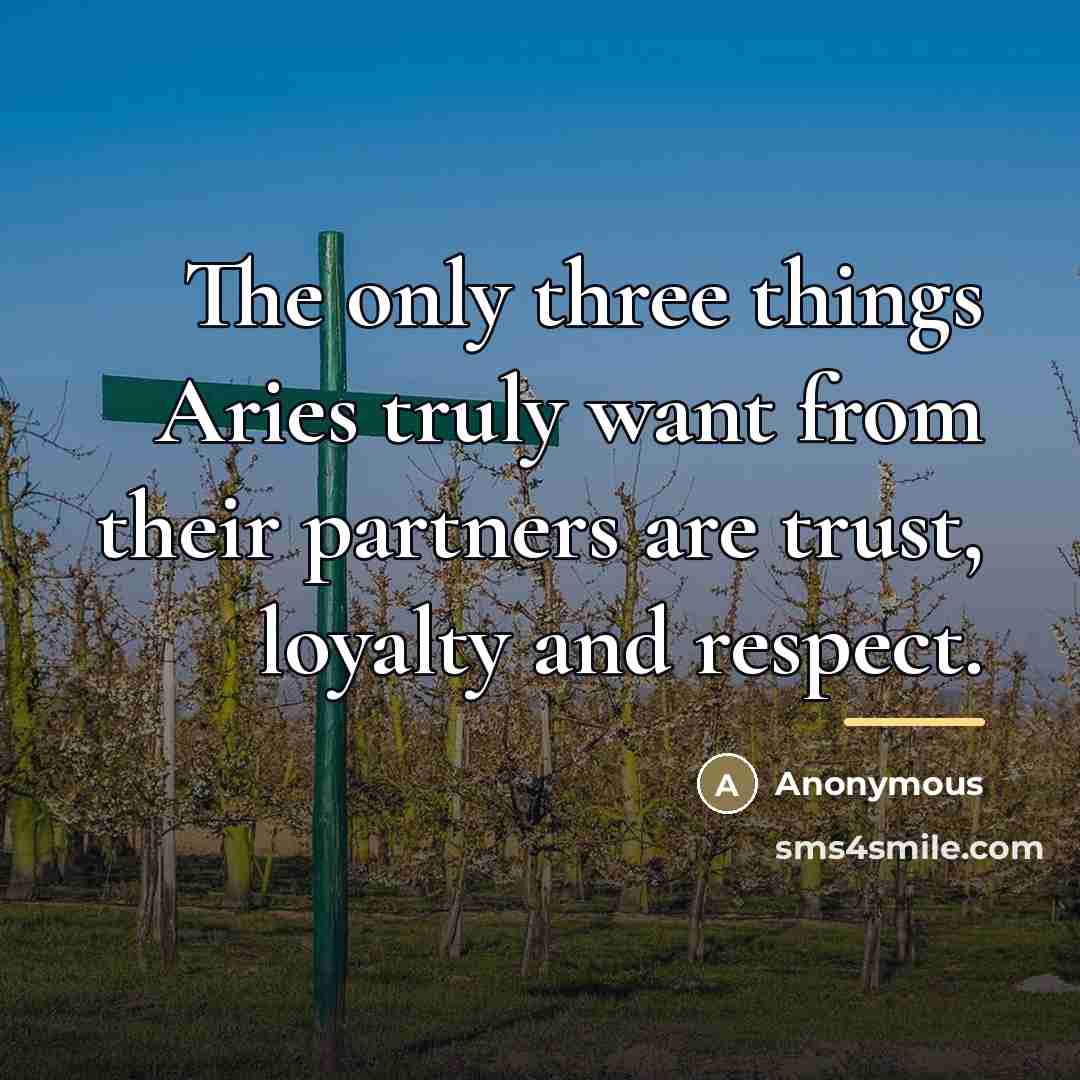 “The only three things Aries truly want from their partners…” quote by Anonymous