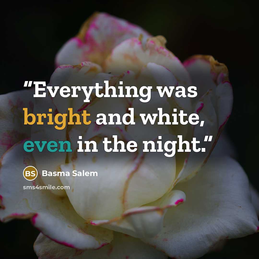 “Everything was bright and white, even in the night.” quote by Basma Salem