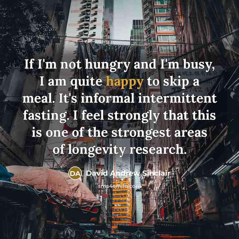 “If I'm not hungry and I'm busy, I am quite…” quote by David Andrew Sinclair