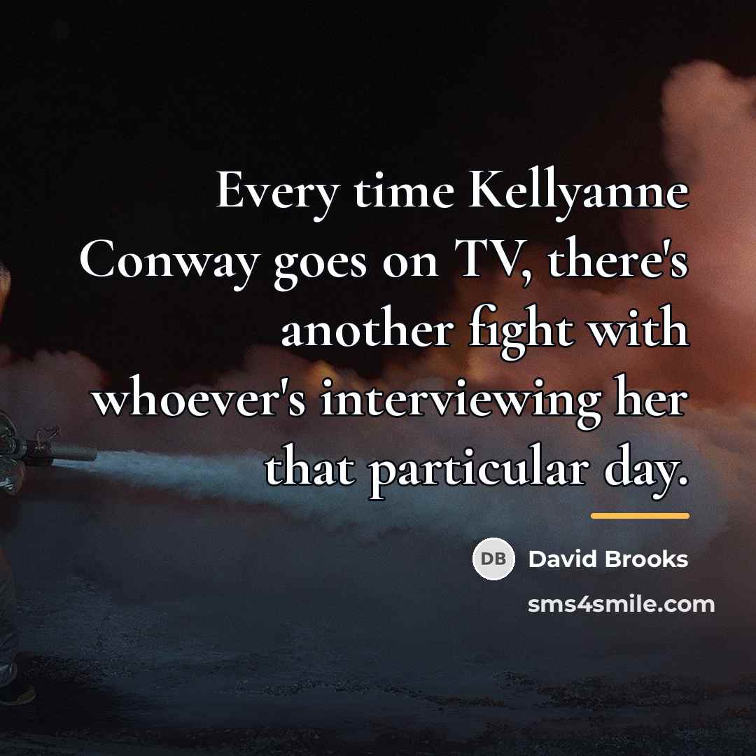 “Every time Kellyanne Conway goes on TV, there's another fight…” quote by David Brooks