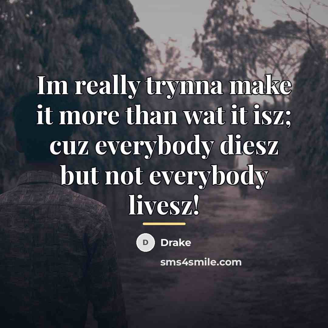 “Im really trynna make it more than wat it isz;…” quote by Drake