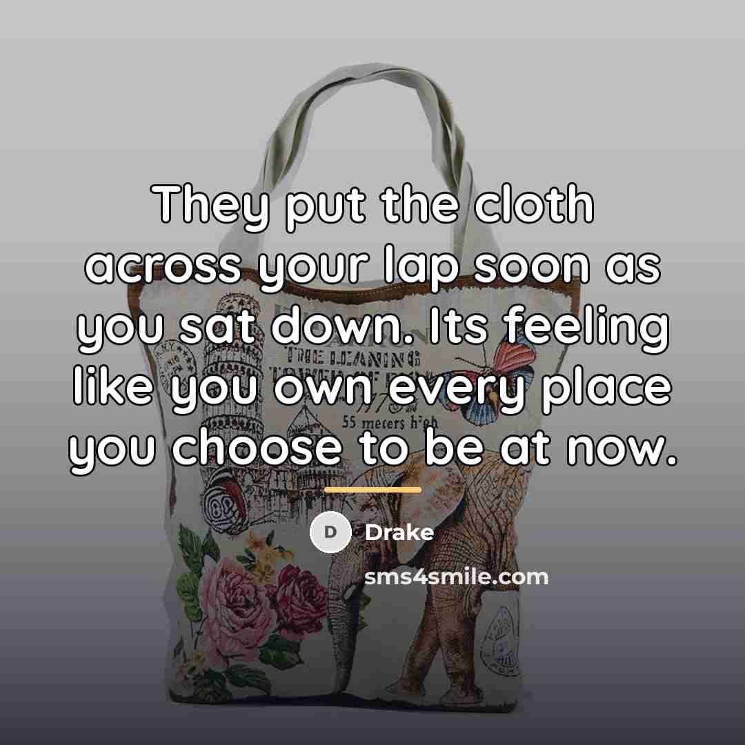 “They put the cloth across your lap soon as you…” quote by Drake