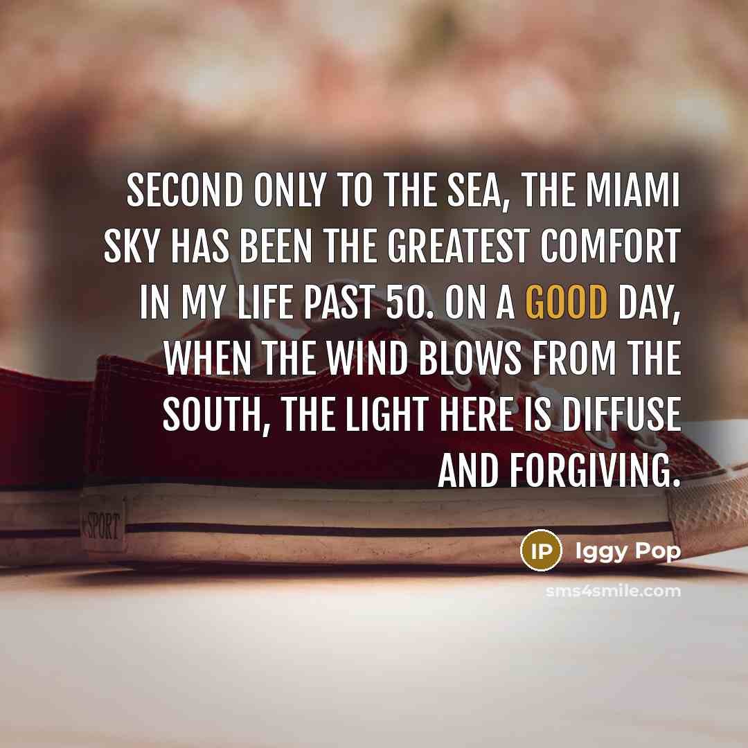 “Second only to the sea, the Miami sky has been…” quote by Iggy Pop
