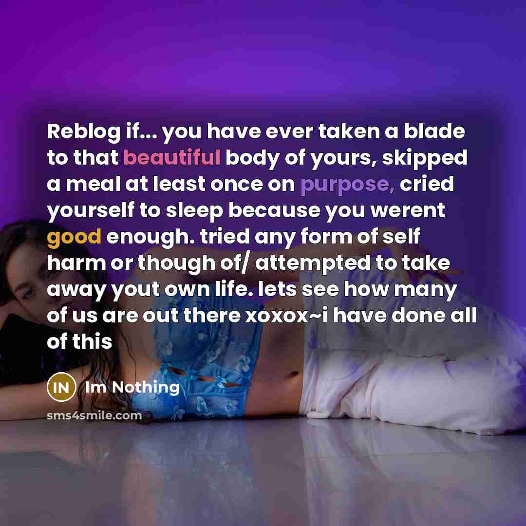 “Reblog if... you have ever taken a blade to that…” quote by Im Nothing