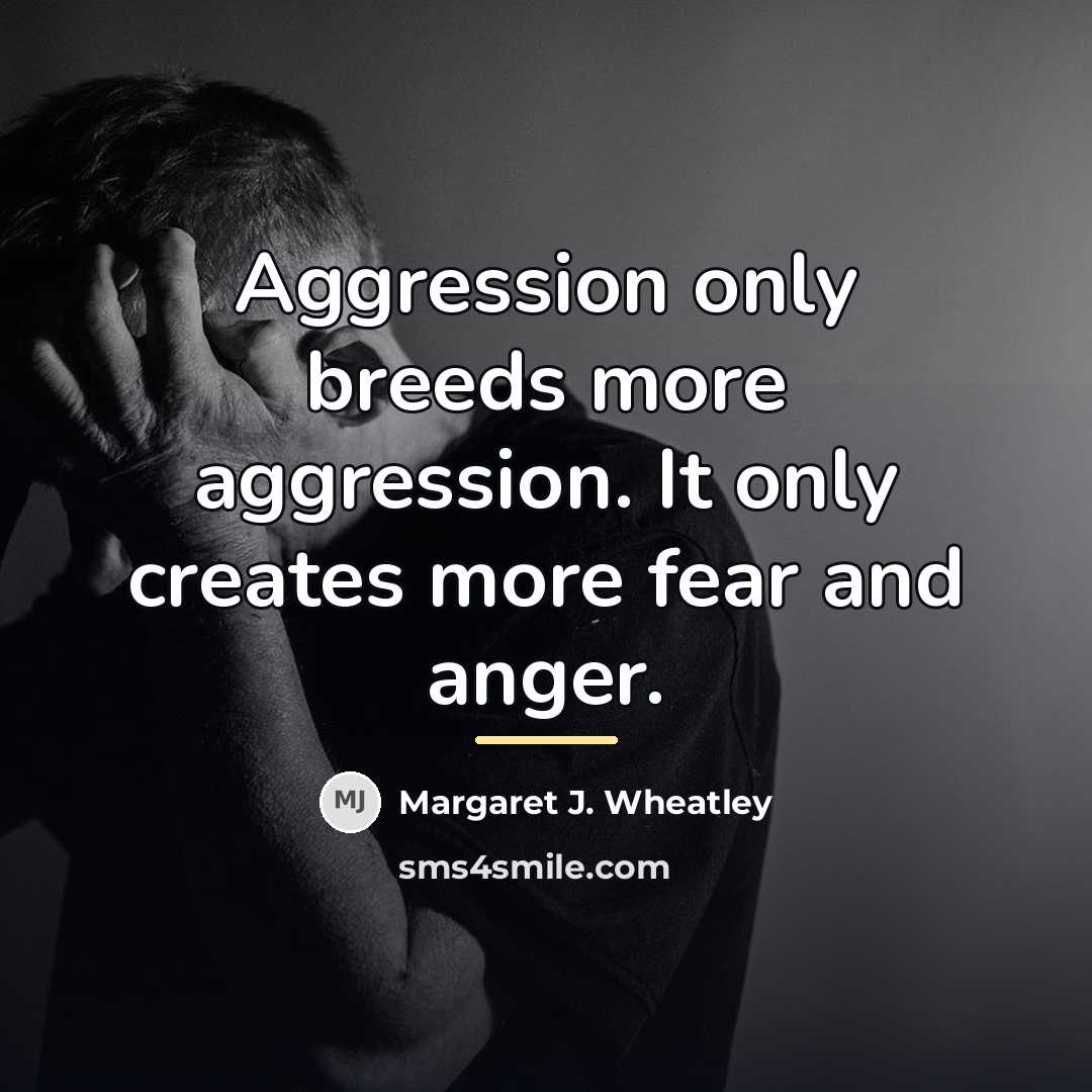 “Aggression only breeds more aggression. It only creates more fear…” quote by Margaret J. Wheatley