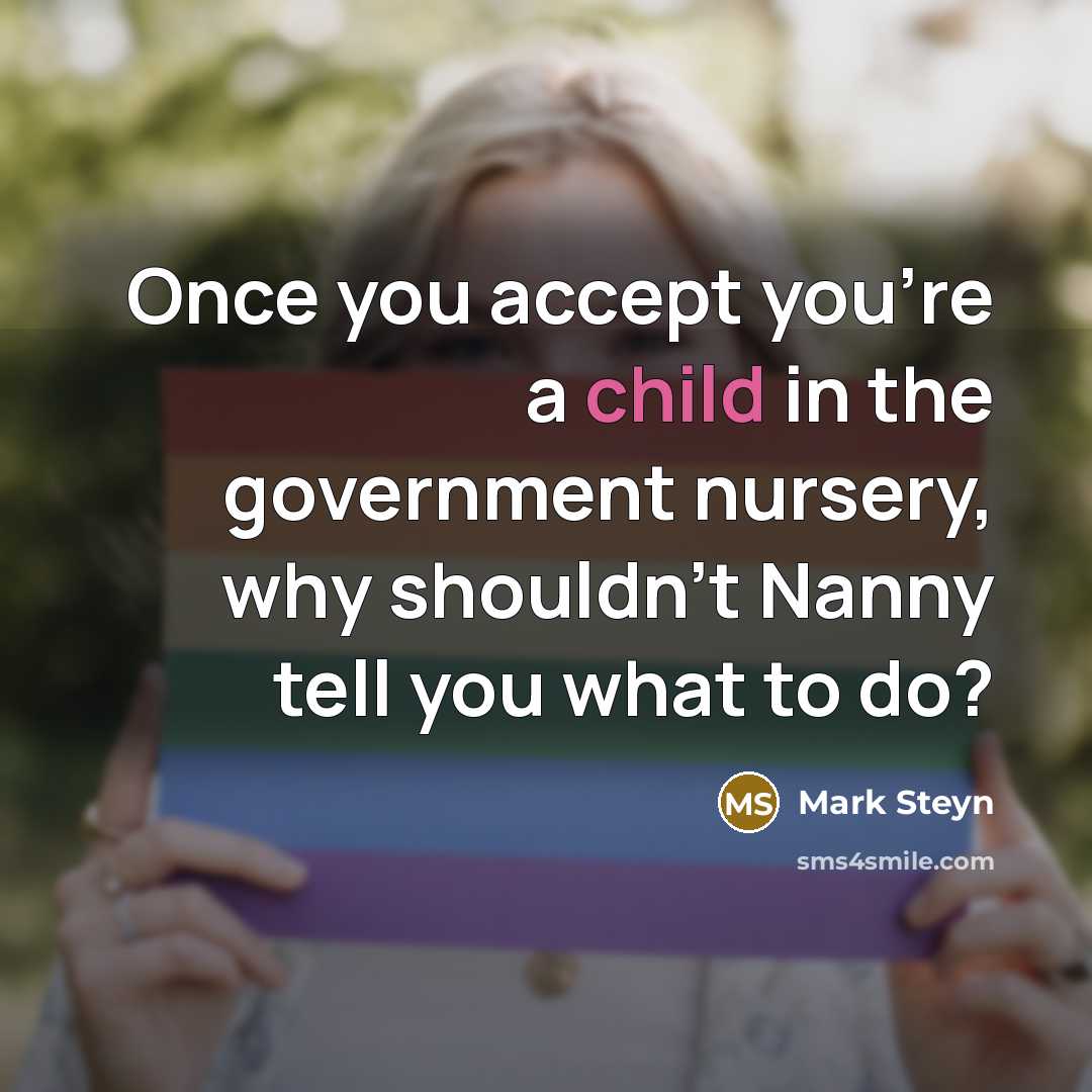 “Once you accept you're a child in the government nursery,…” quote by Mark Steyn