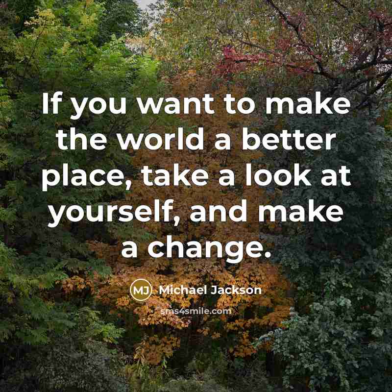 “If you want to make the world a better place,…” quote by Michael Jackson