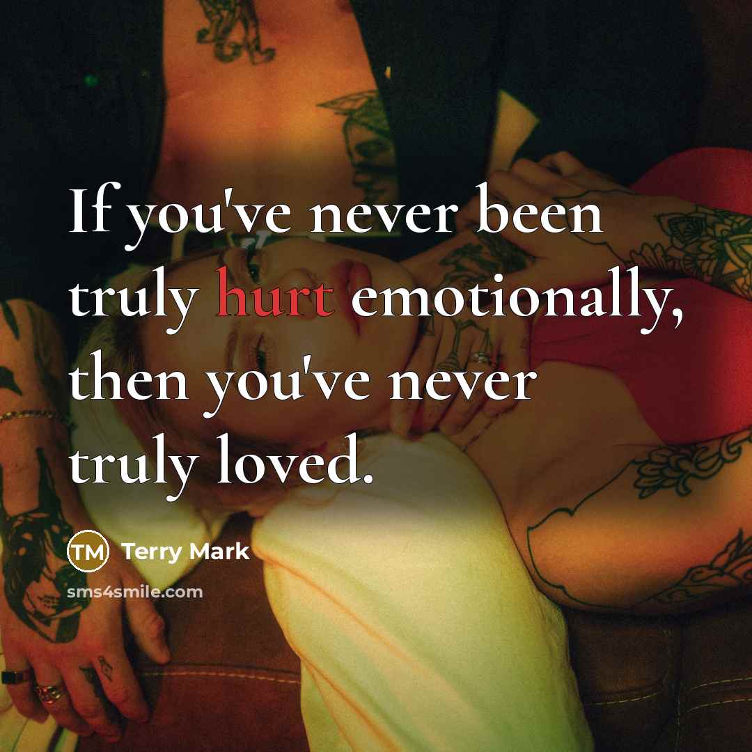 “If you've never been truly hurt emotionally, then you've never…” quote by Terry Mark