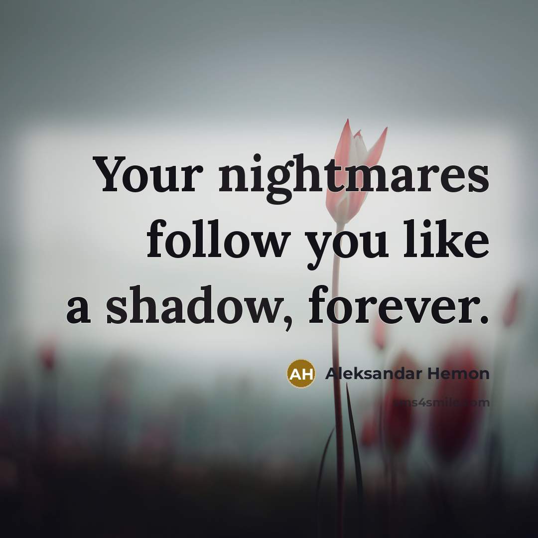 “Your nightmares follow you like a shadow, forever.” quote by Aleksandar Hemon