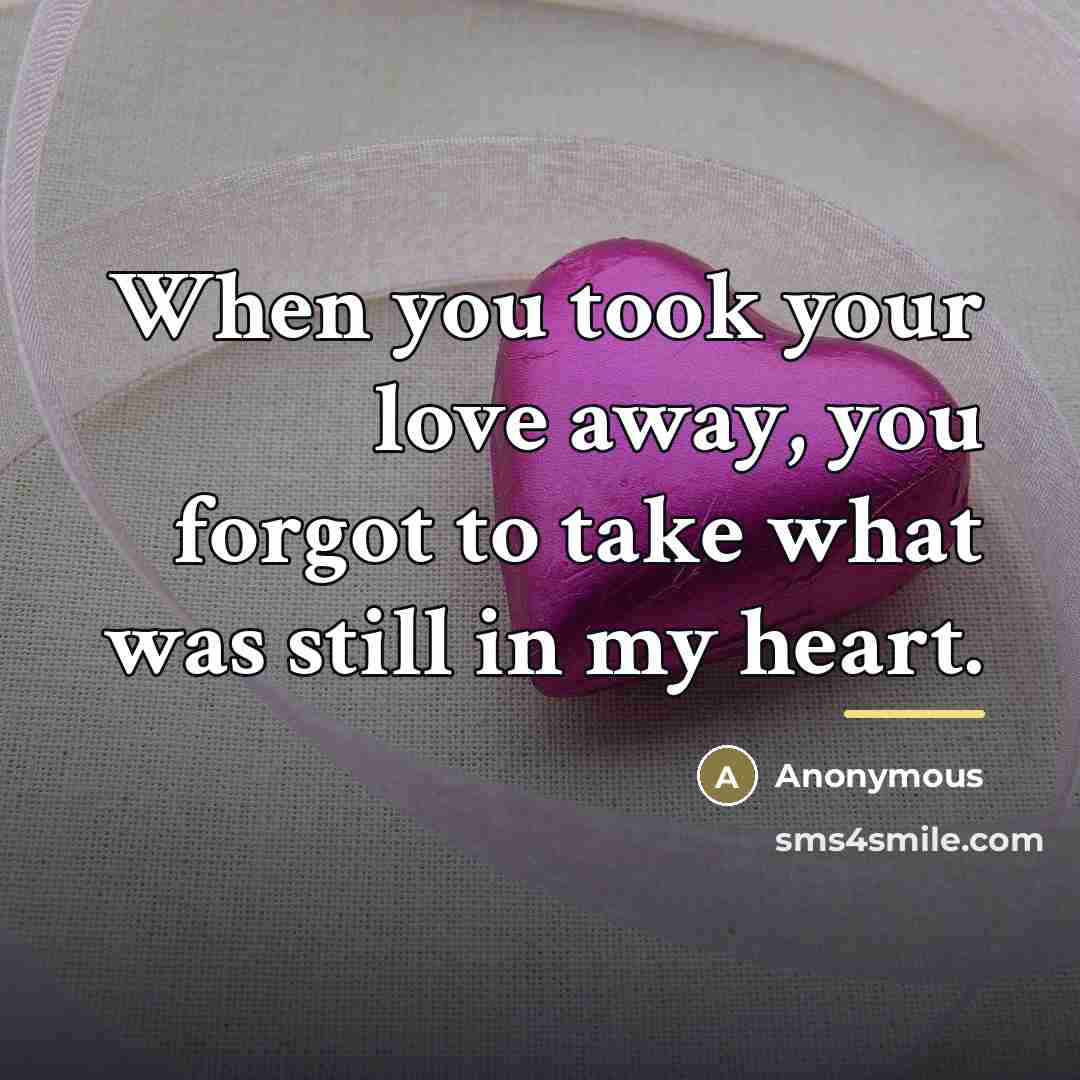 “When you took your love away, you forgot to take…” quote by Anonymous