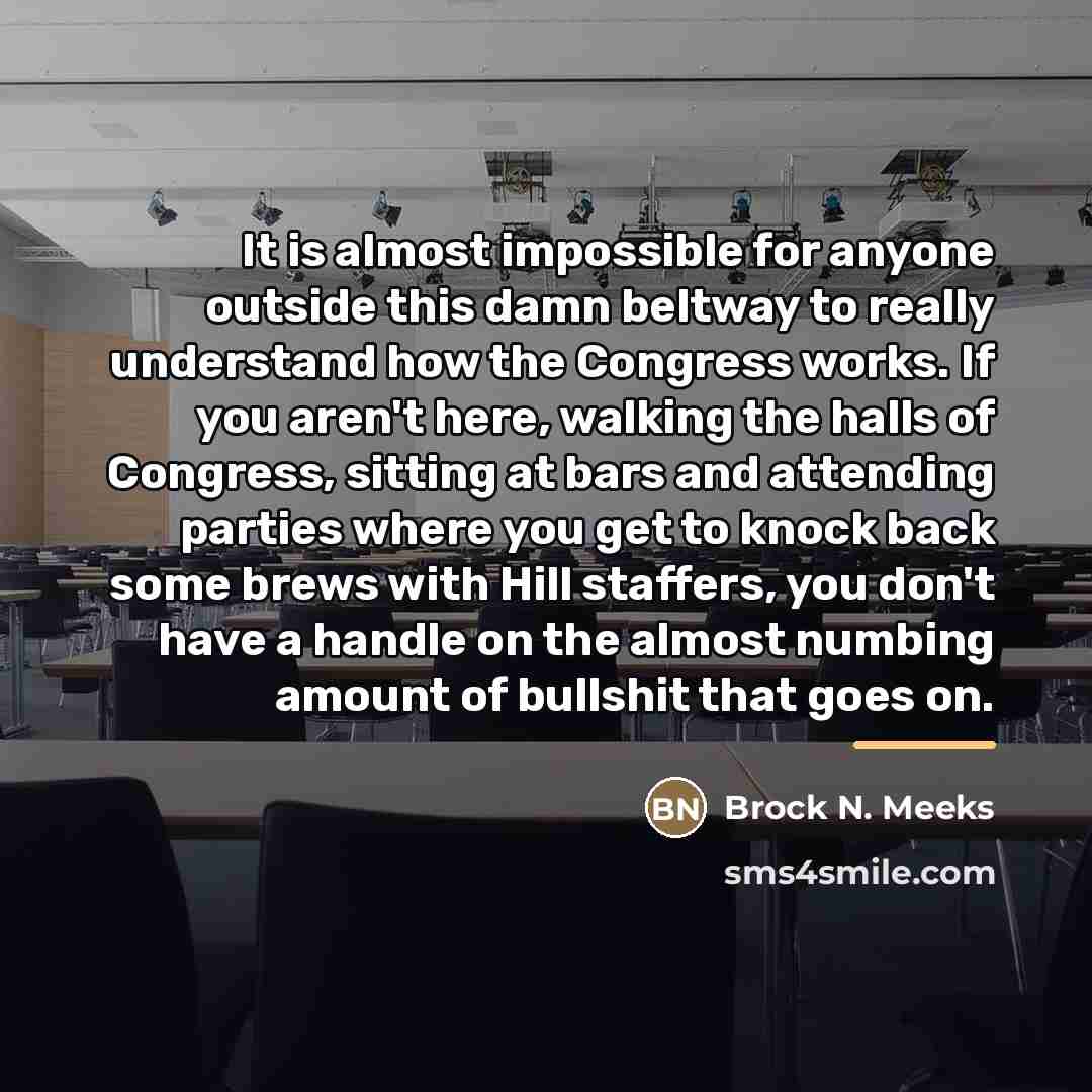 “It is almost impossible for anyone outside this damn beltway…” quote by Brock N. Meeks