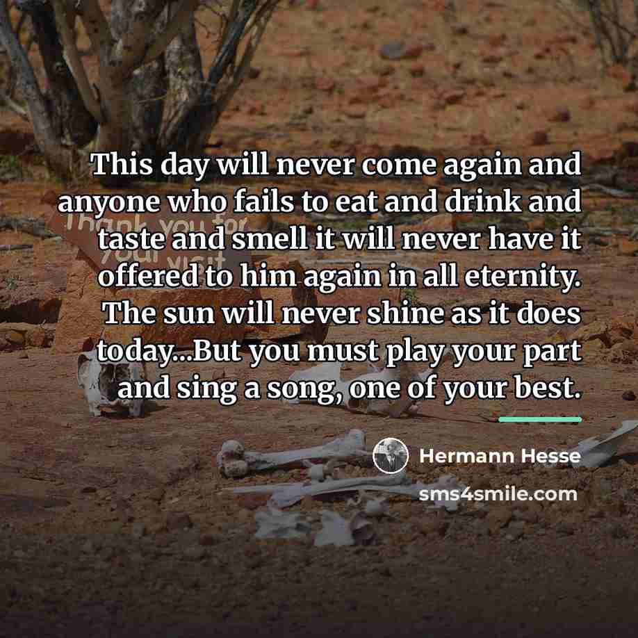 “This day will never come again and anyone who fails…” quote by Hermann Hesse