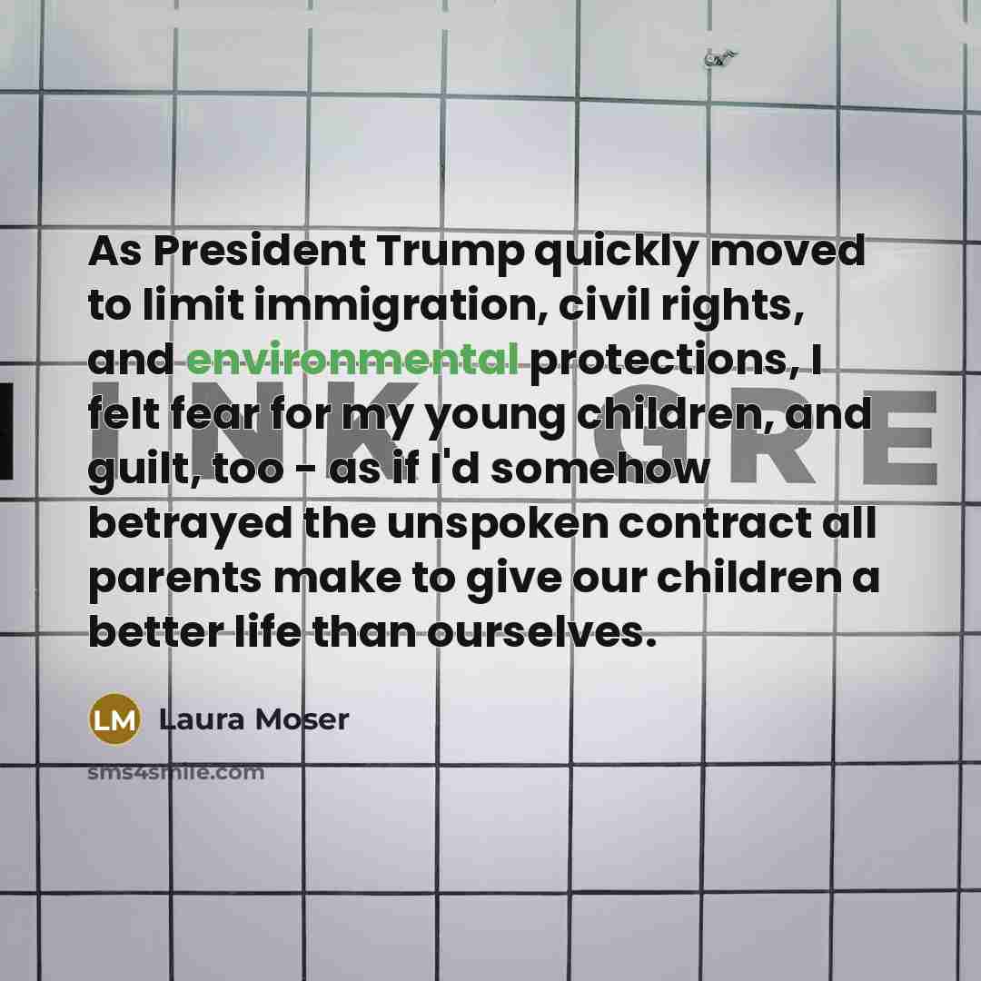 “As President Trump quickly moved to limit immigration, civil rights,…” quote by Laura Moser