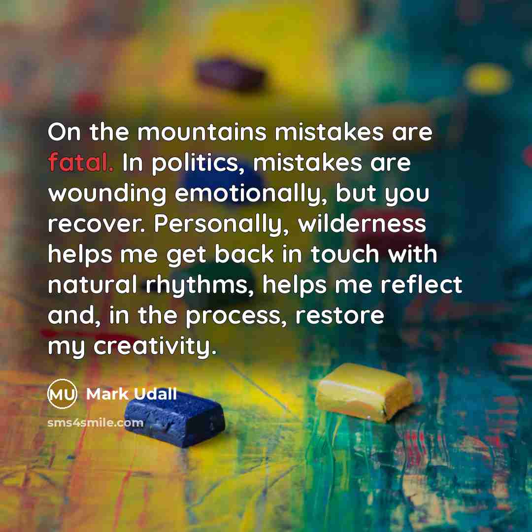 “On the mountains mistakes are fatal. In politics, mistakes are…” quote by Mark Udall