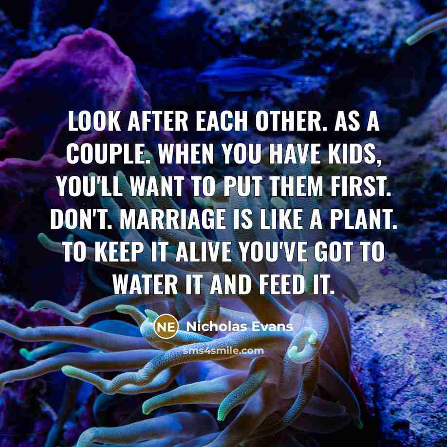 “Look after each other. As a couple. When you have…” quote by Nicholas Evans