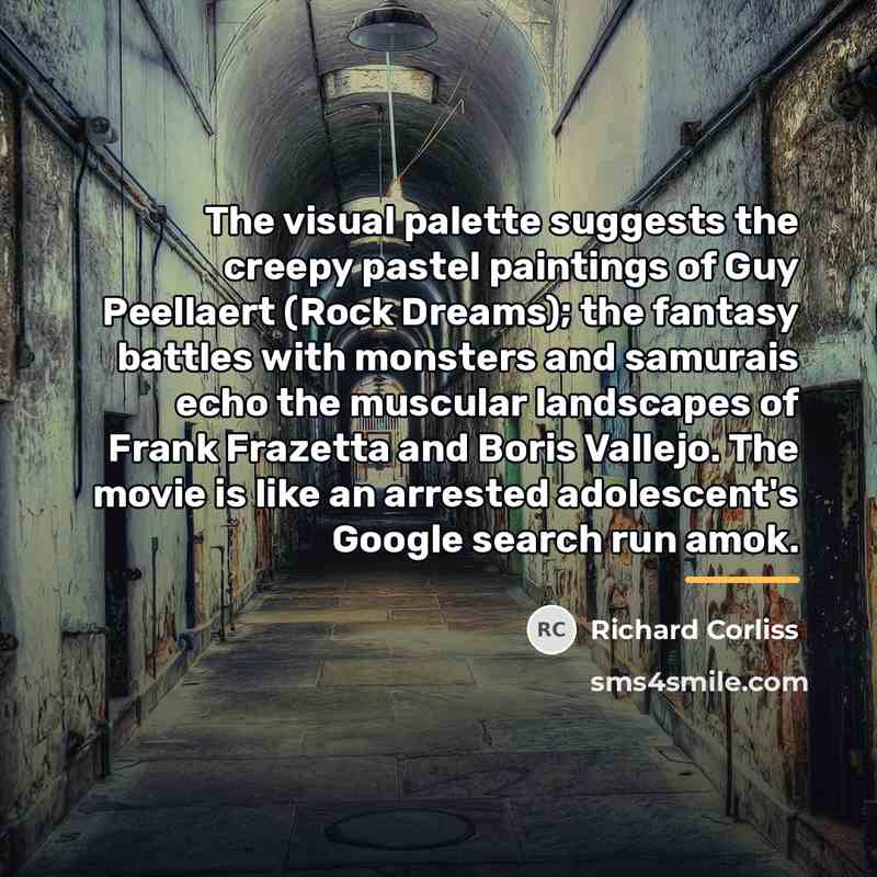 “The visual palette suggests the creepy pastel paintings of Guy…” quote by Richard Corliss