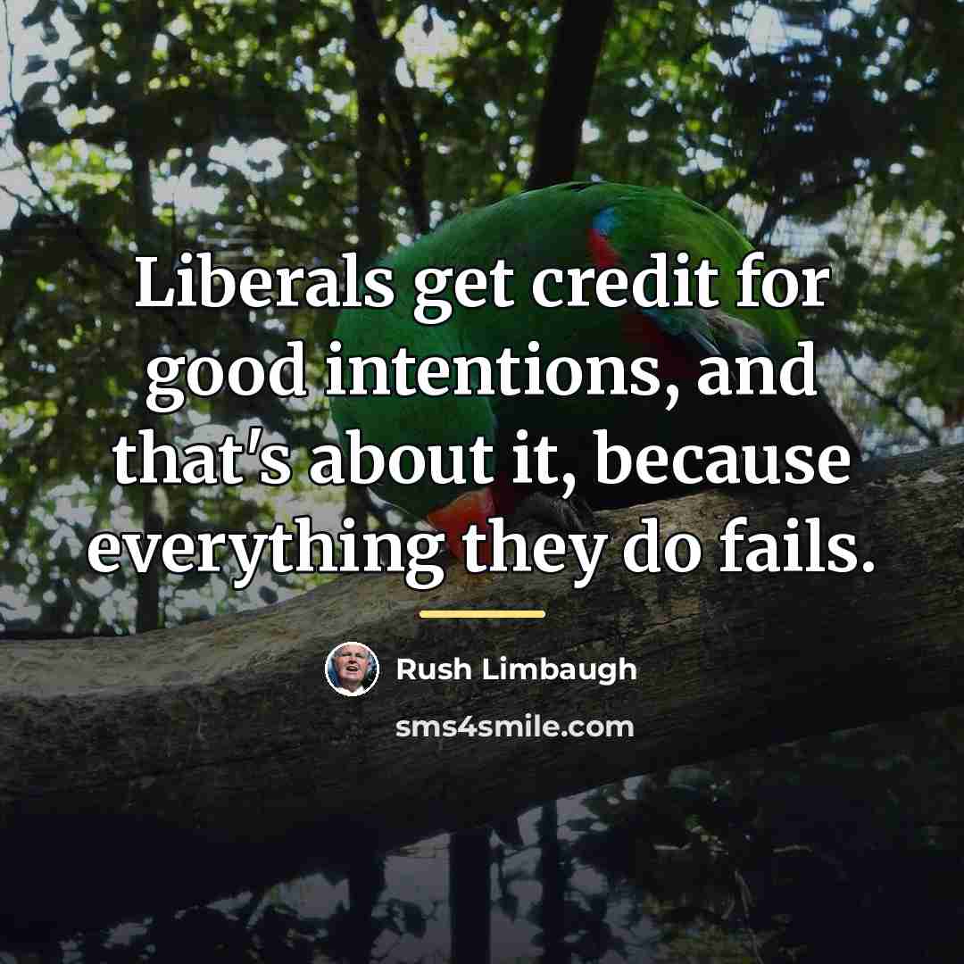 “Liberals get credit for good intentions, and that's about it,…” quote by Rush Limbaugh