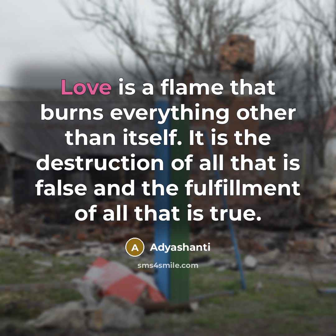 “Love is a flame that burns everything other than itself.…” quote by Adyashanti