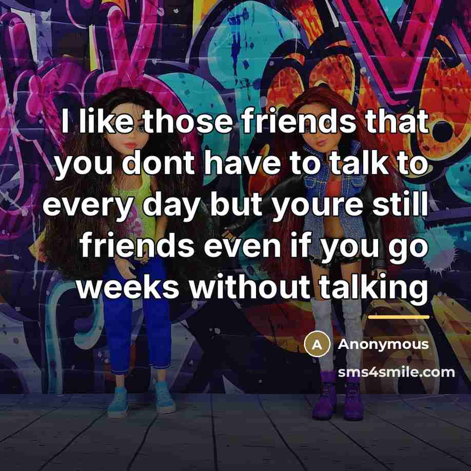“I like those friends that you dont have to talk…” quote by Anonymous