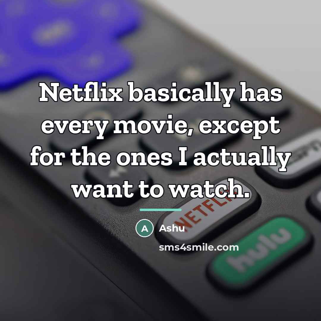 “Netflix basically has every movie, except for the ones I…” quote by Ashu