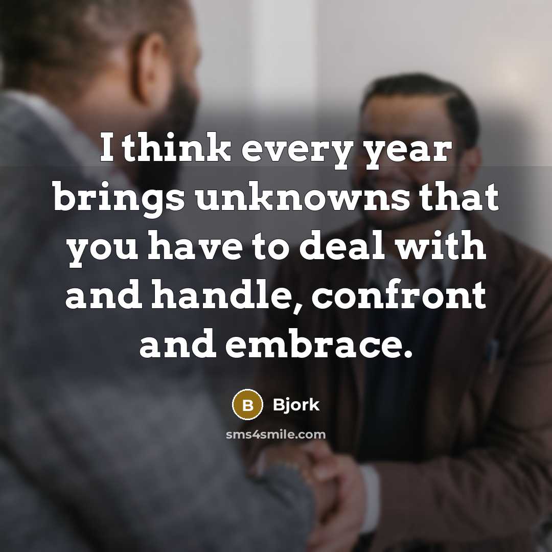 “I think every year brings unknowns that you have to…” quote by Bjork