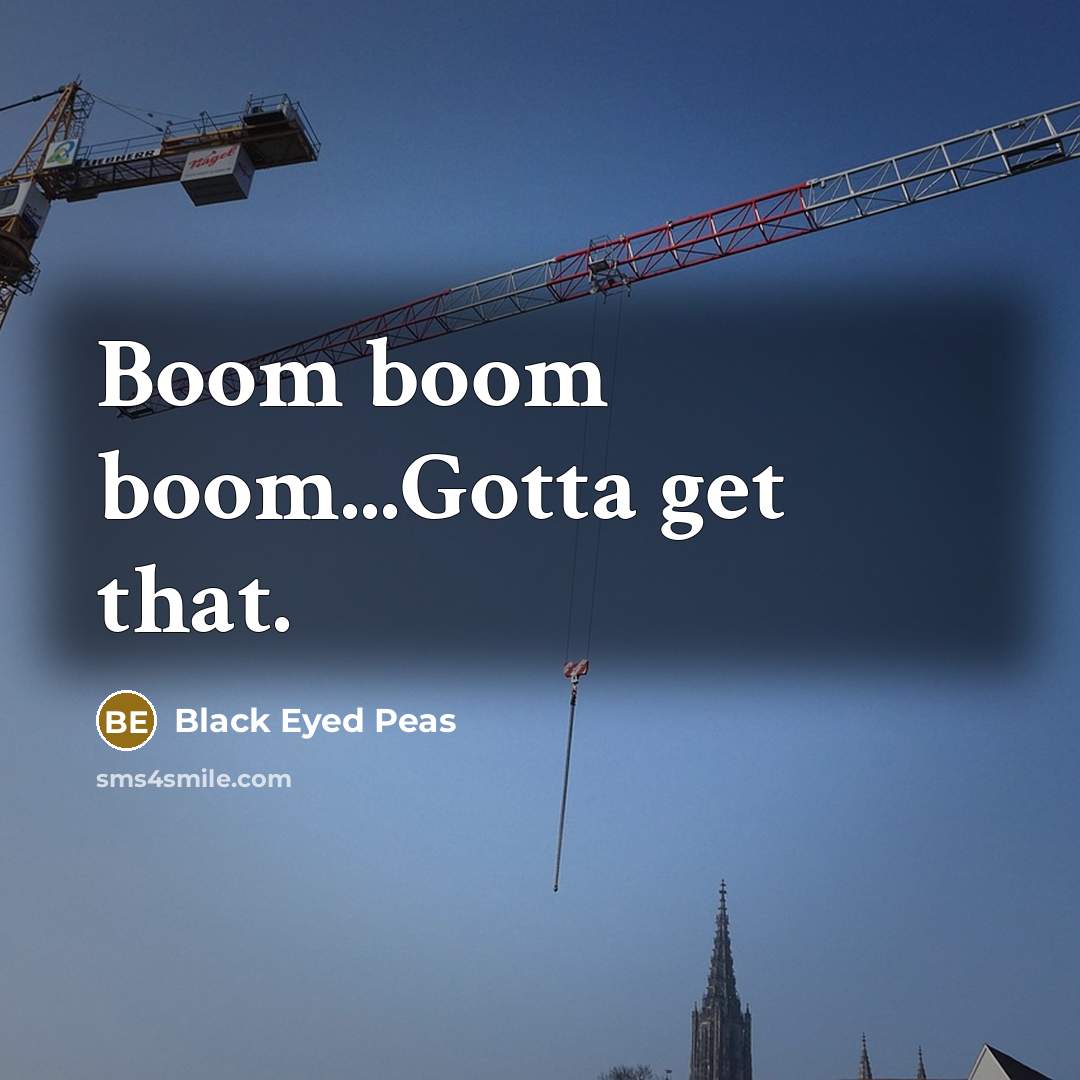 “Boom boom boom...Gotta get that.” quote by Black Eyed Peas