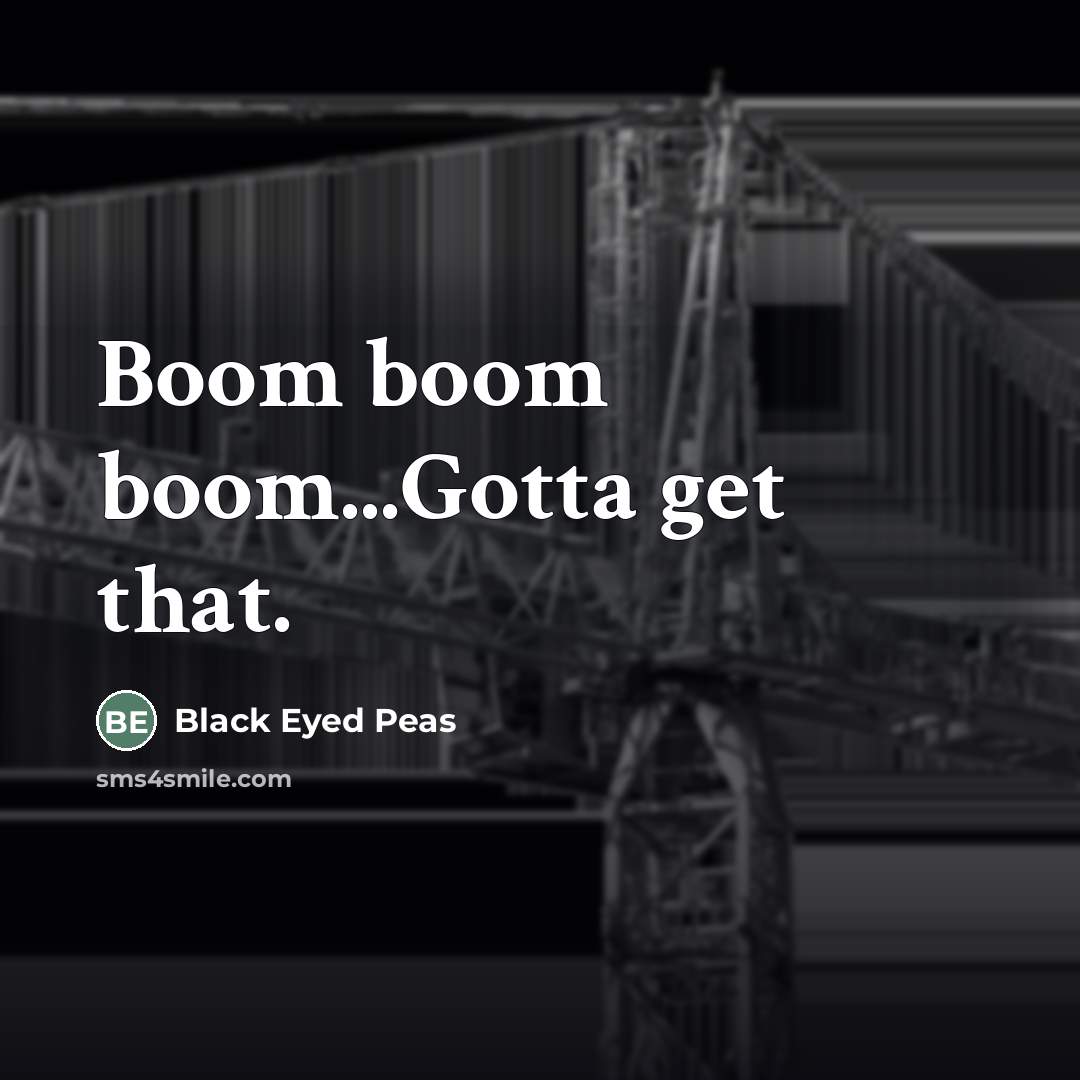 “Boom boom boom...Gotta get that.…” quote by Black Eyed Peas