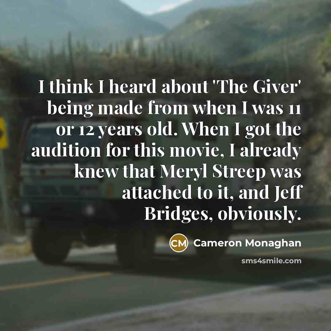 “I think I heard about 'The Giver' being made from…” quote by Cameron Monaghan