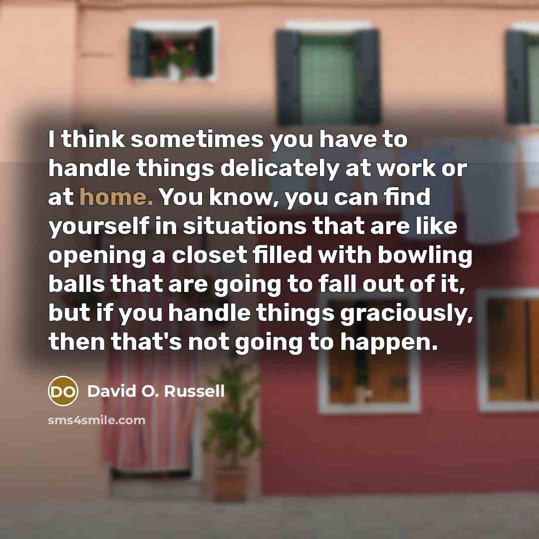 “I think sometimes you have to handle things delicately at…” quote by David O. Russell