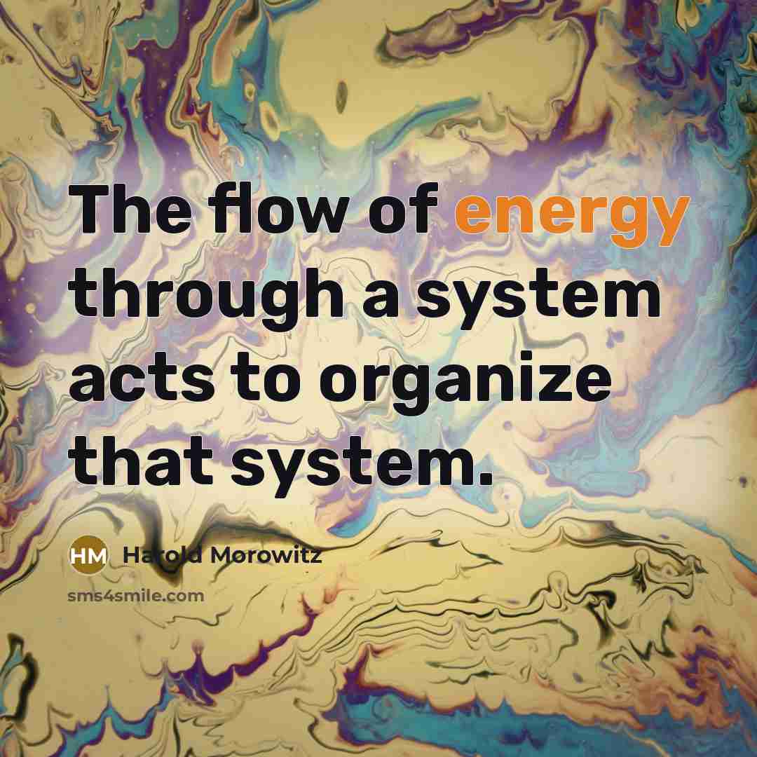 “The flow of energy through a system acts to organize…” quote by Harold Morowitz