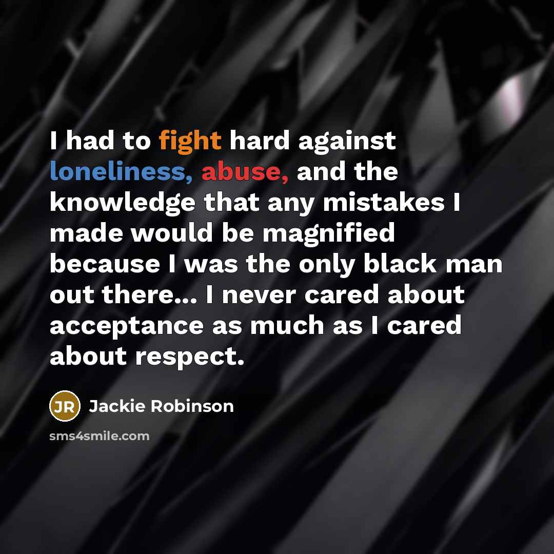 “I had to fight hard against loneliness, abuse, and the…” quote by Jackie Robinson
