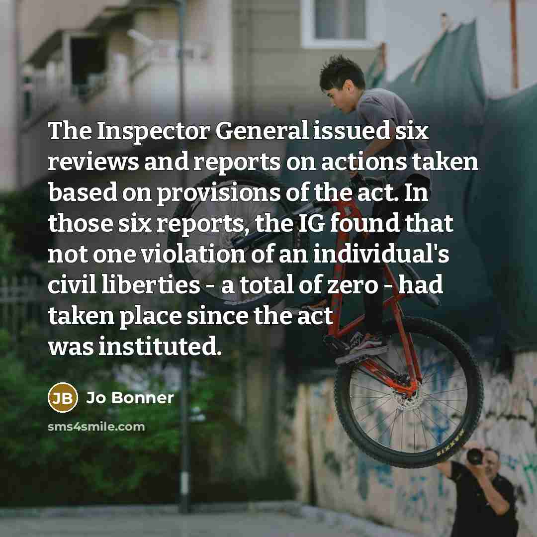 “The Inspector General issued six reviews and reports on actions…” quote by Jo Bonner