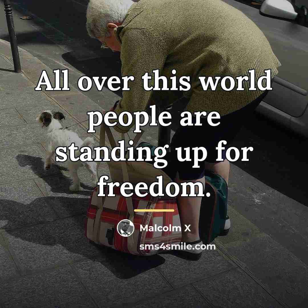 “All over this world people are standing up for freedom.…” quote by Malcolm X