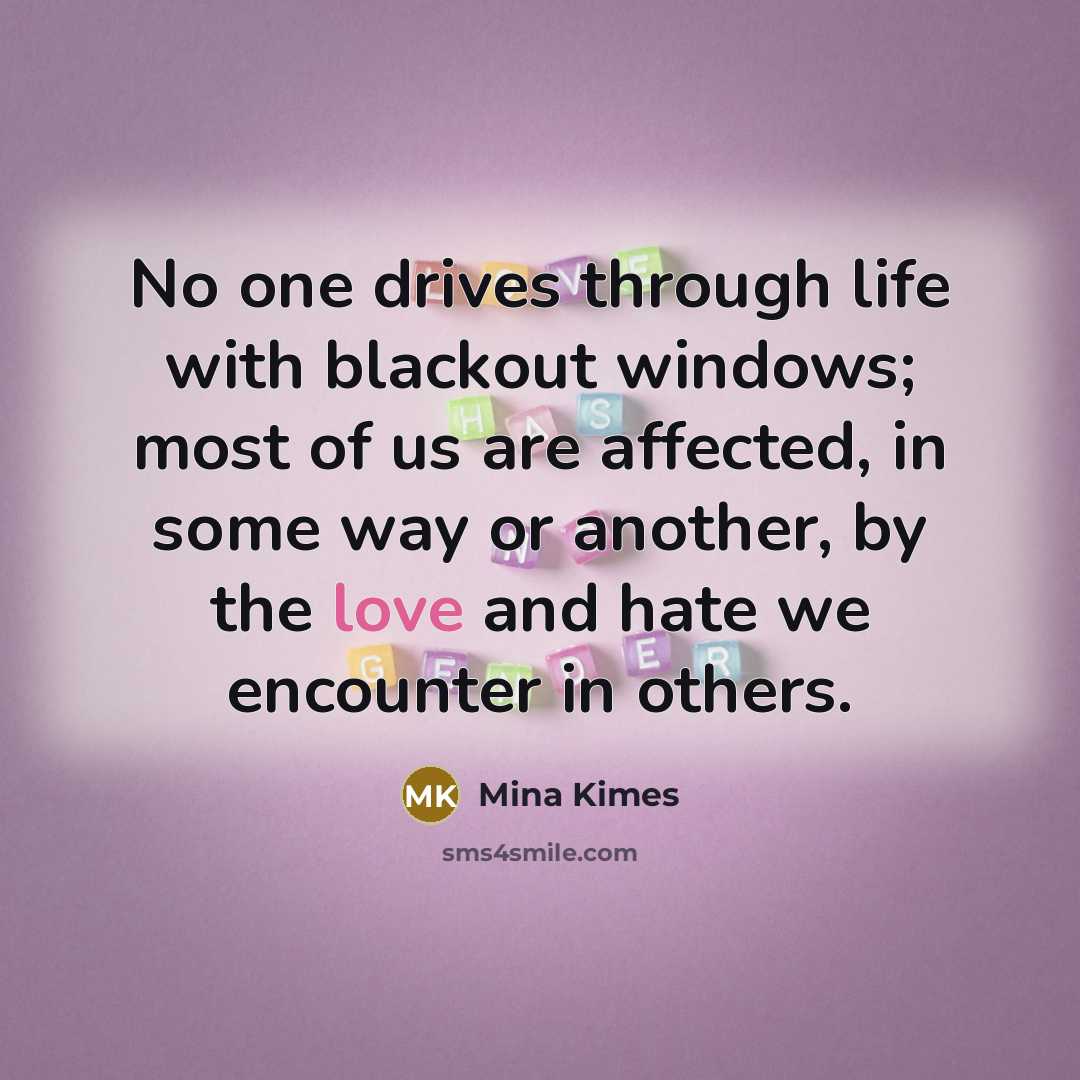 “No one drives through life with blackout windows; most of…” quote by Mina Kimes