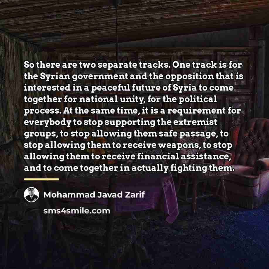 “So there are two separate tracks. One track is for…” quote by Mohammad Javad Zarif