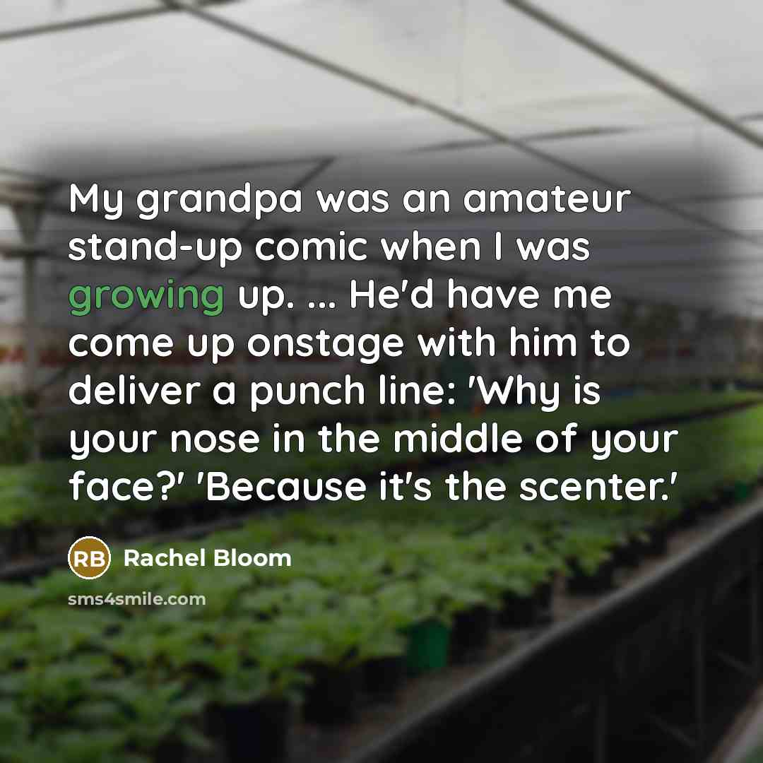 “My grandpa was an amateur stand-up comic when I was…” quote by Rachel Bloom