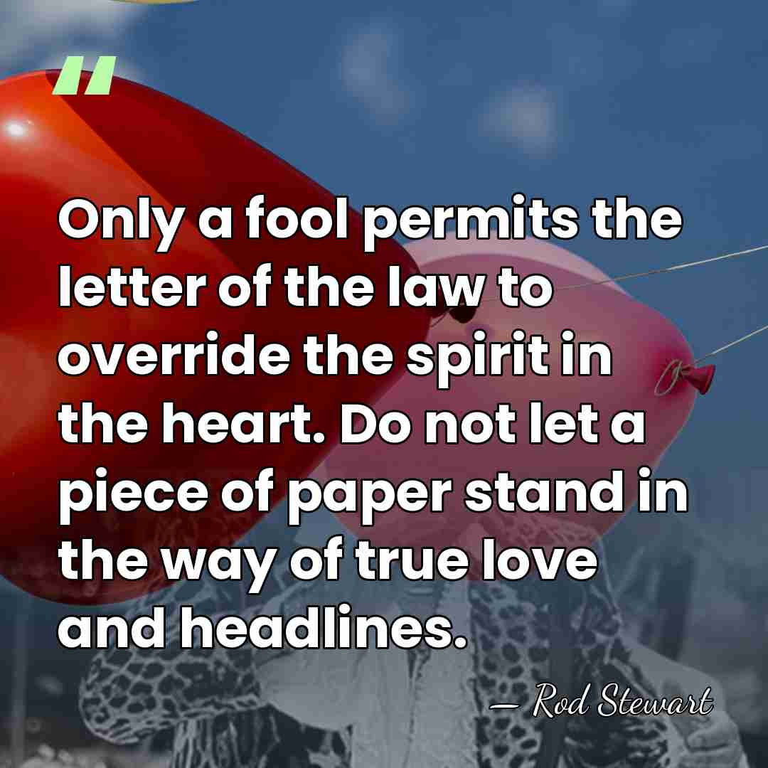 Only a fool permits the letter of the law to override the&hellip; - Rod Stewart