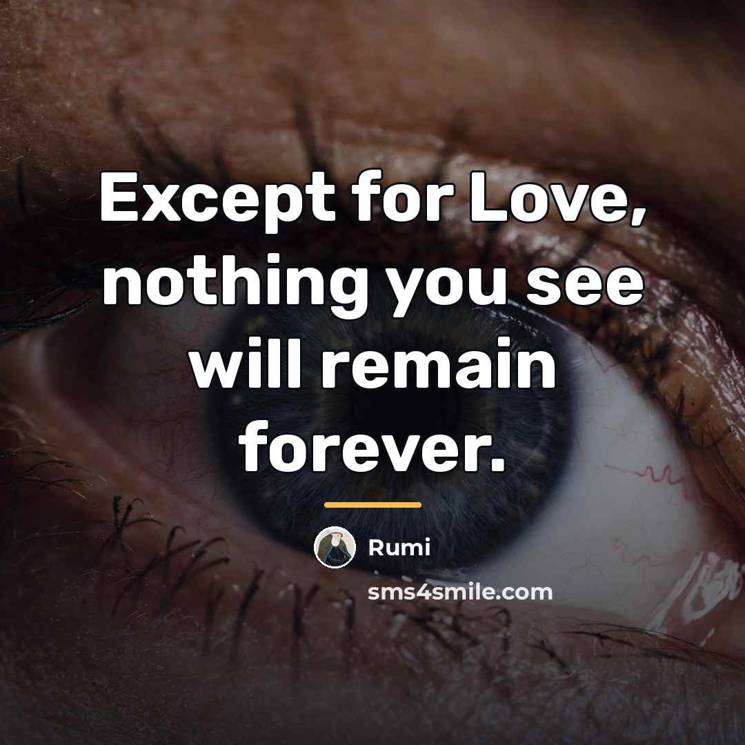 “Except for Love, nothing you see will remain forever.…” quote by Rumi