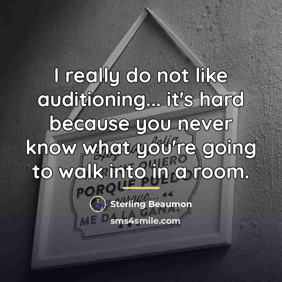 “I really do not like auditioning... it's hard because you…” quote by Sterling Beaumon